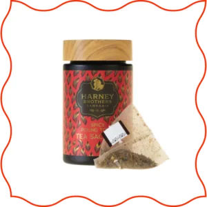 Container of Harney Brothers tea sachet.