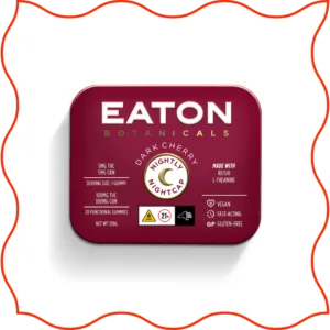 Eaton Botanicals dark cherry gummies tin. 