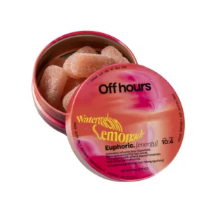 Tin of Off Hours Euphoric gummies 10:4 THC:CBG.