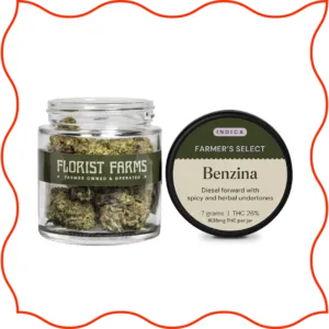Jar of Florist Farms organic flower. 