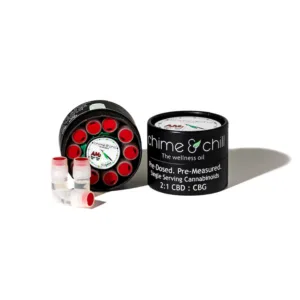 Container of Chime & Chill's 2:1 CBD:CBG oral solution.
