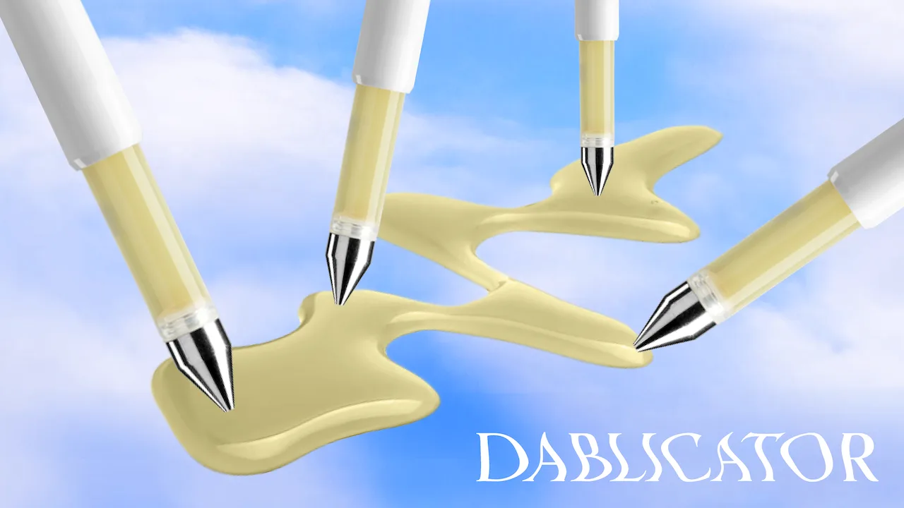 Four Dablicators on a Sky and Clouds background.