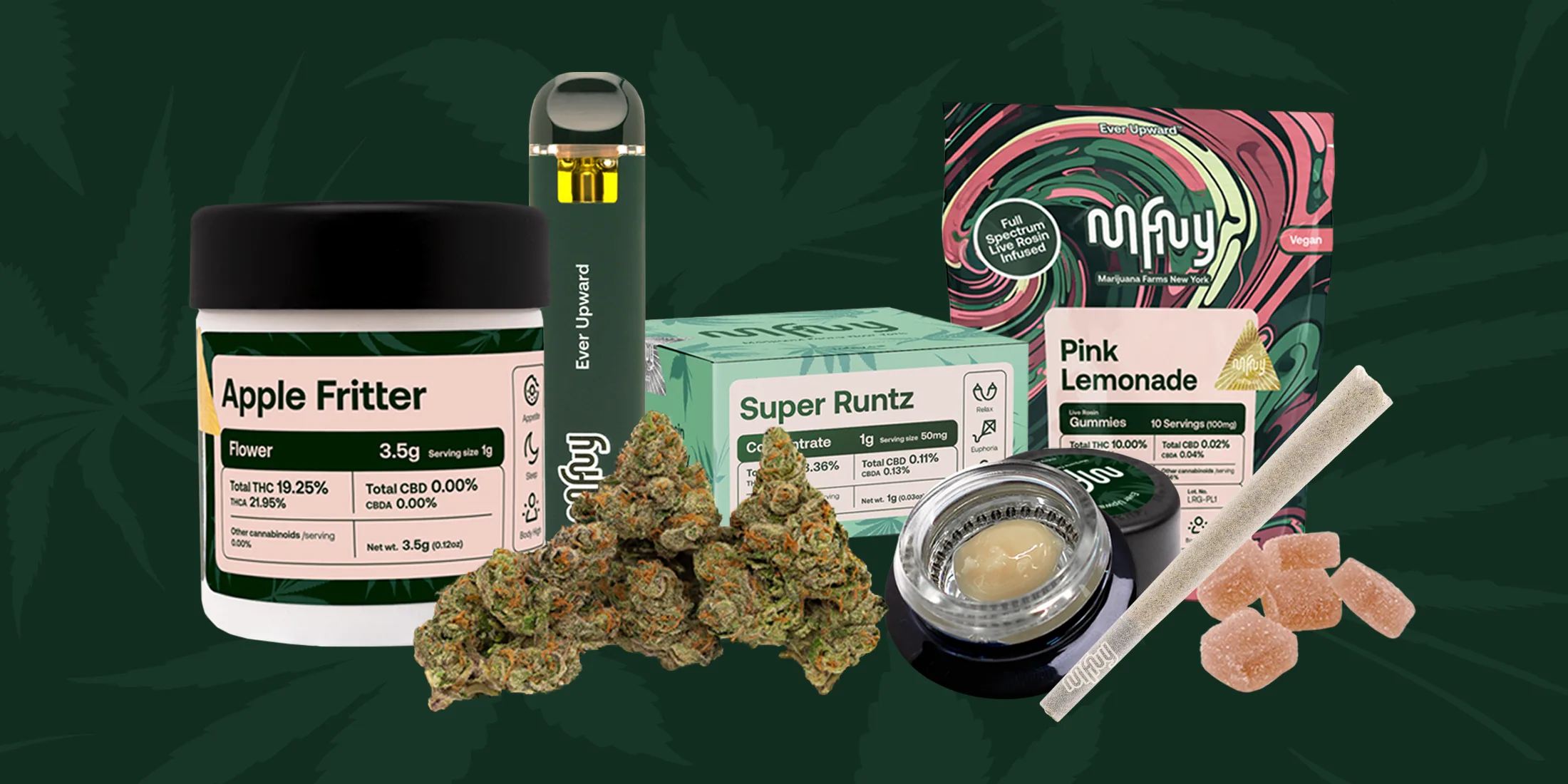 An assortment of MFNY Cannabis products.