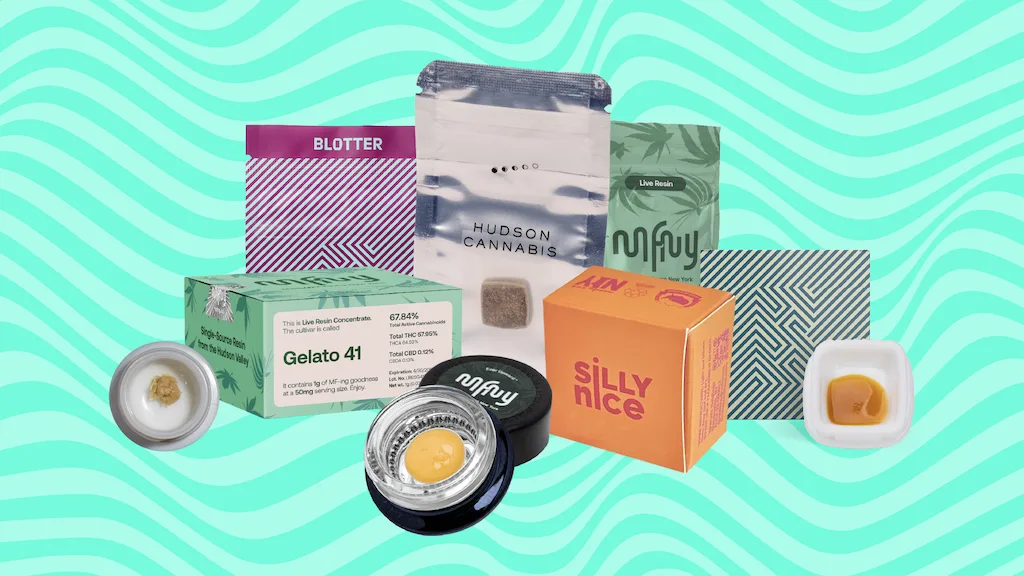 A variety of THC concentrate brands, popular in NY.