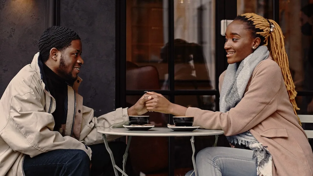 Ethnic couple on a coffee date.