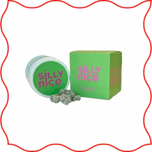 Green package of Silly Nice's infused frosted flower.