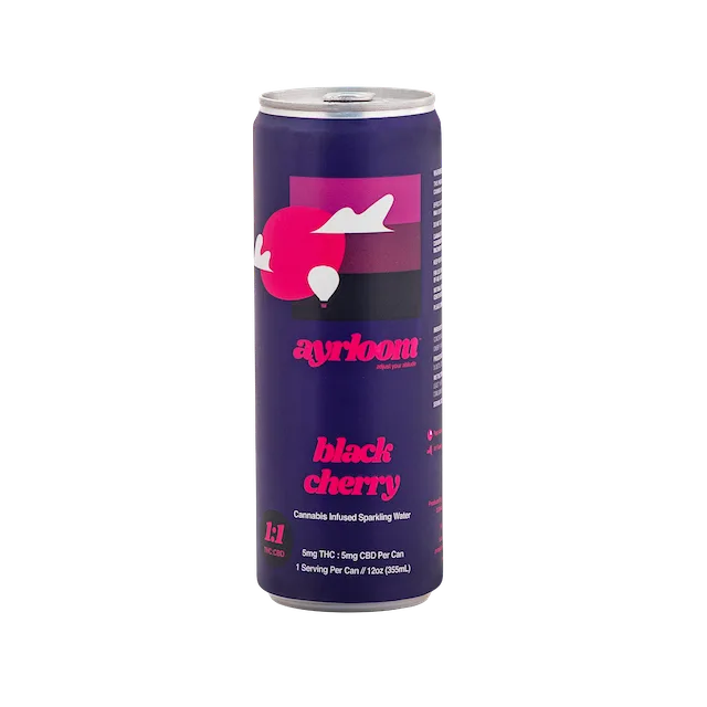 Purple can of Ayrloom's Black Cherry cannabis infused sparkling water.