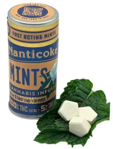 Tin of Nanticoke's edible THC mints.