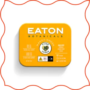 Eaton Botanicals Mango Ginger THC gummies tin.