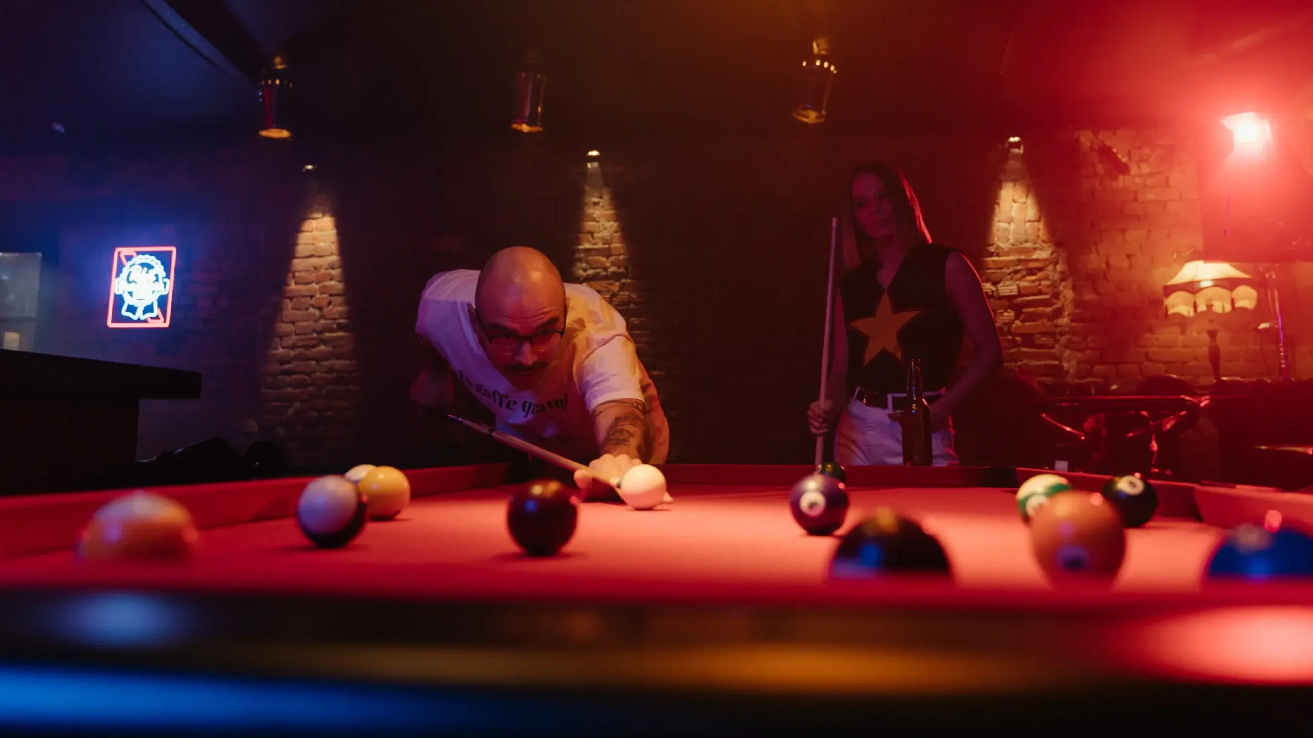 person playing pool